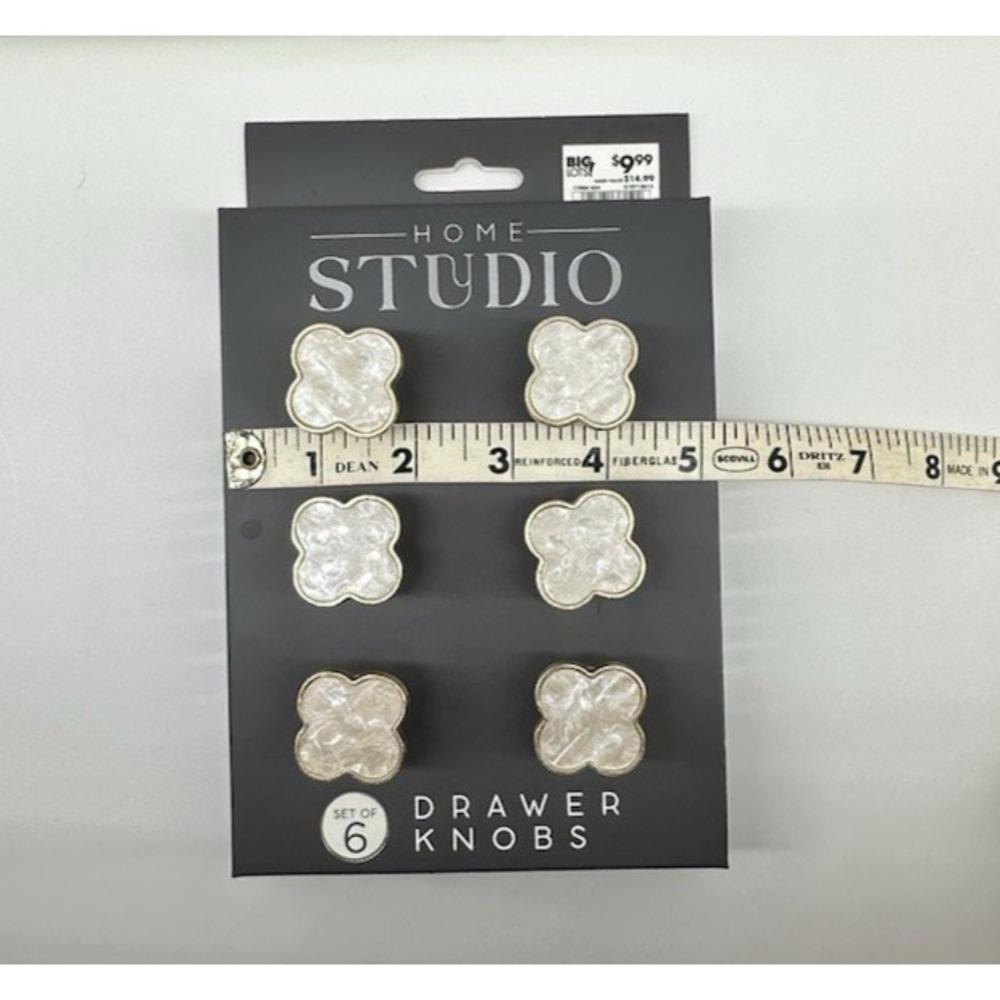 6 PC Clover Shape Drawer Knobs NIB ANTHRO INTERIOR DESIGN Ivory GOLD HARDWARE